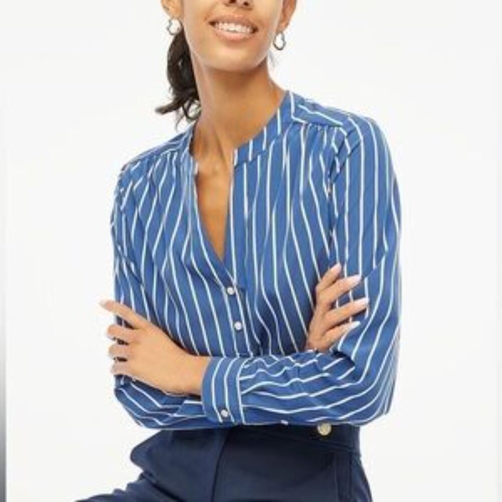 Women’s J. Crew Navy and White Striped Shirt